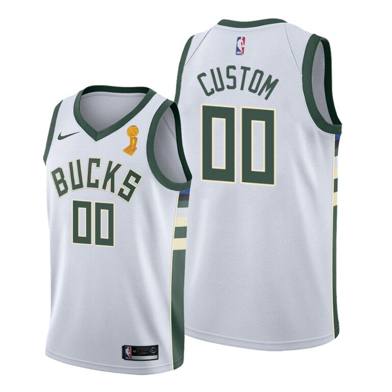 Men's White Milwaukee Bucks Active Player Custom 2021 Finals Champions City Edition Stitched Basketball Jersey